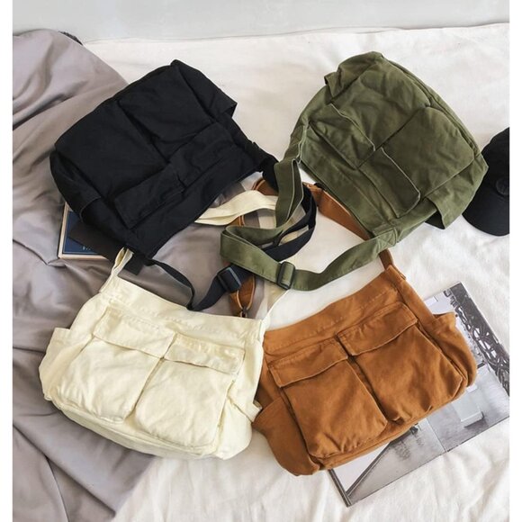 Canvas Crossbody Bag for Women Large Messenger Bags Travel Shoulder Bag Multi-po - Picture 7 of 7